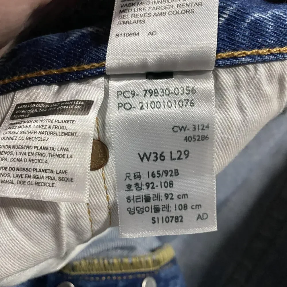 Levis 501 '93 Selvedge Jeans Mens 36x29 Blue Light Wash Straight Leg Premium